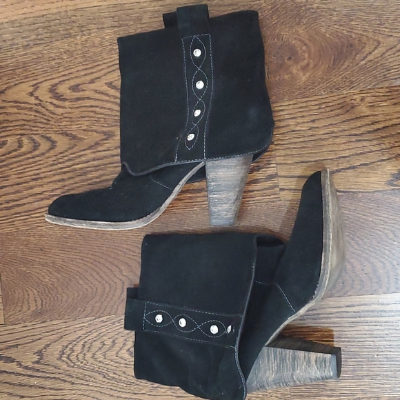 🔥🔥Host Pick🔥🔥ZiGiny Black Leather Rodeo Ankle Rhinestone Booties - Picture 5 of 7